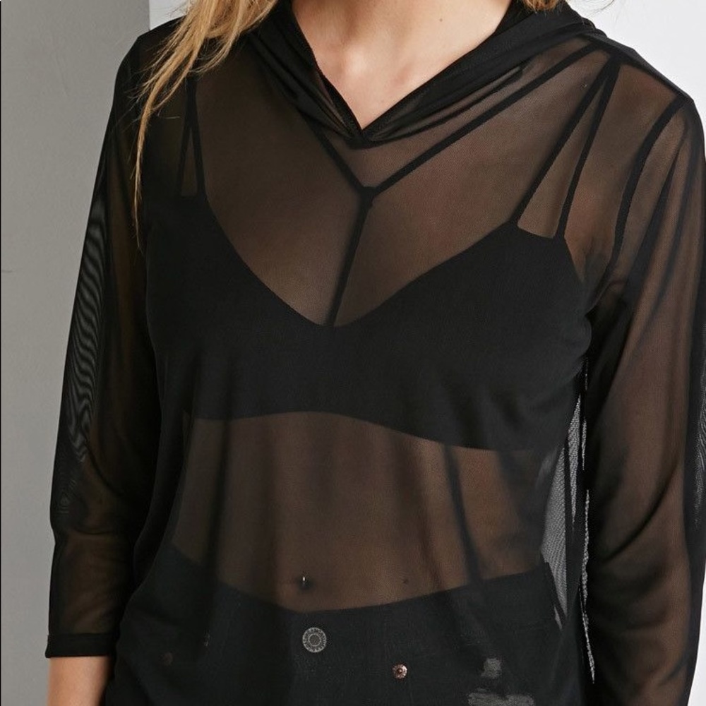Sheer forever 21 hoodie layering top